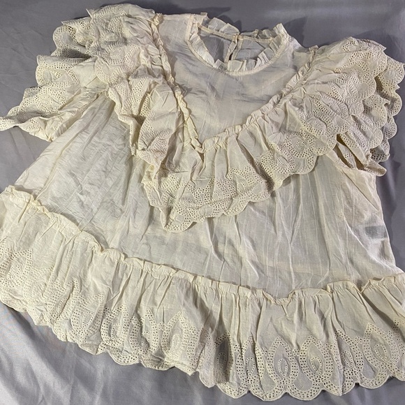 SHEIN Tops - SHEIN Cream Ruffle Blouse Sold Out